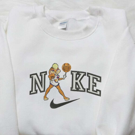 Nike x Lola Bunny Spinning Basketball Embroidered Shirt Cartoon Embroidered Shirt Custom Nike Embroidered Shirt