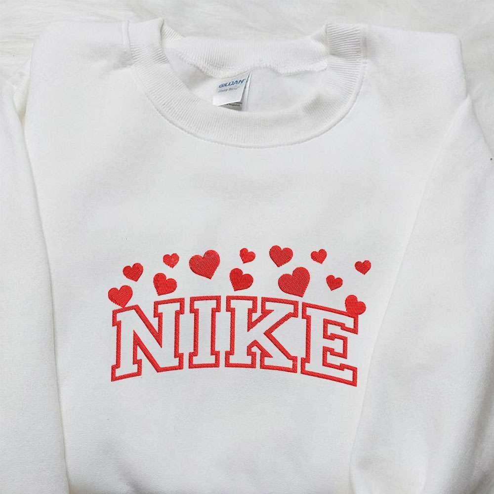 Nike x Love Hearts Embroidered Shirt Nike Inspired Embroidered Shirt Best Valentines Day Gift Ideas