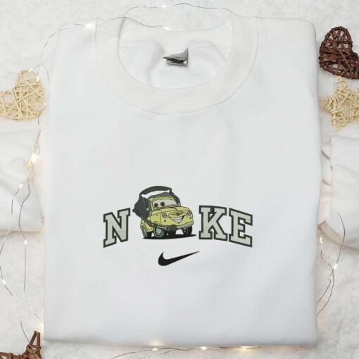 Nike x Luigi Cars Disney Embroidered Sweatshirt Disney Cartoon Embroidered Hoodie Nike Inspired Embroidered T shirt