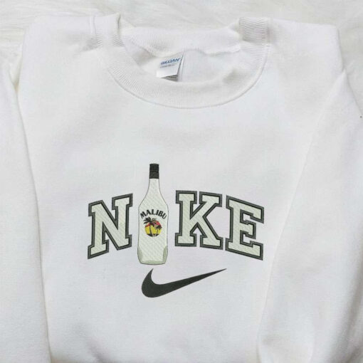 Nike x Malibu Coconut Rum Bottle Embroidered Shirt Favorite Food and Drink Embroidered Shirt Nike Inspired Embroidered Shirt