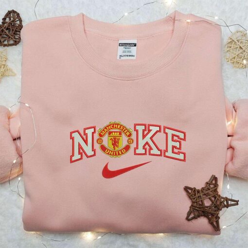 Nike x Manchester United Embroidered Sweatshirt Nike Inspired Embroidered Hoodie Best Gifts for Sports Fans