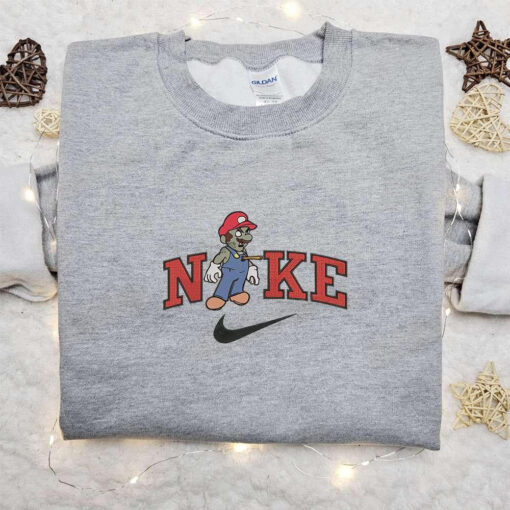 Nike x Mario Zombie Embroidered Sweatshirt Horror Movie Halloween Embroidered Shirt Best Halloween Gift Ideas