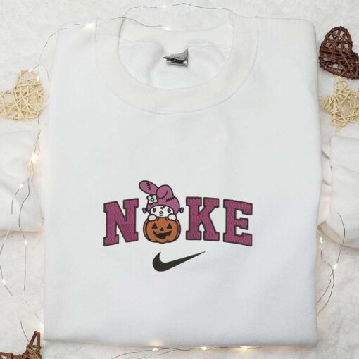 Nike x Melody Halloween Pumpkin Embroidered Sweatshirt Nike Inspired Embroidered Hoodie Funny Cute Embroidered Shirt