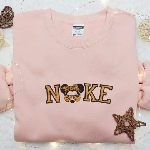 Nike x Messy Bun Halloween Minnie Embroidered Shirt Disney Halloween Embroidered Hoodie Nike Inspired Embroidered Sweatshirt