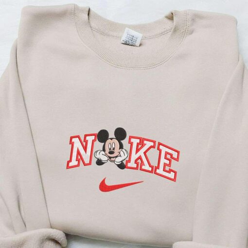 Nike x Mickey Chin On The Hands Embroidered Shirt Disney Characters Embroidered Hoodie Best Gift Ideas