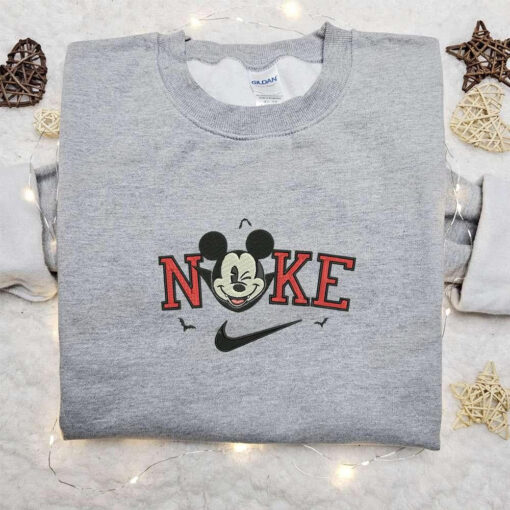 Nike x Mickey Dracula Embroidered Shirt Disney Halloween Embroidered Shirt Nike Inspired Embroidered Shirt