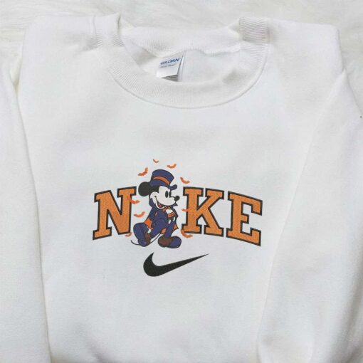 Nike x Mickey Halloween Embroidered Sweatshirt Disney Halloween Embroidered Hoodie Adorable Halloween Embroidered Shirt