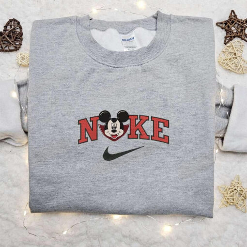 Nike x Mickey Head Dracula Embroidered Sweatshirt Walt Disney Characters Embroidered Shirt Best Halloween Gift Ideas