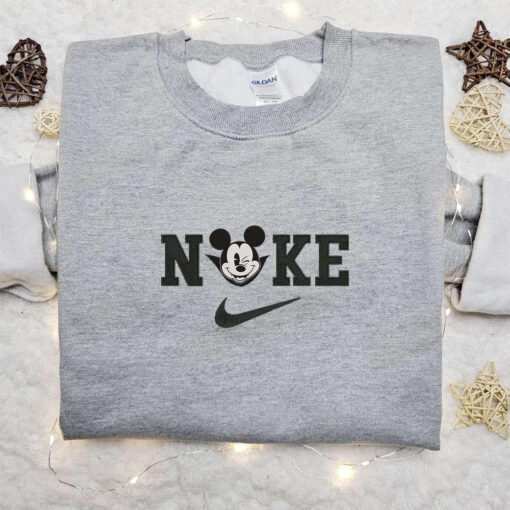 Nike x Mickey Head Dracula Halloween Embroidered Sweatshirt Walt Disney Characters Embroidered Shirt Best Halloween Gift Ideas