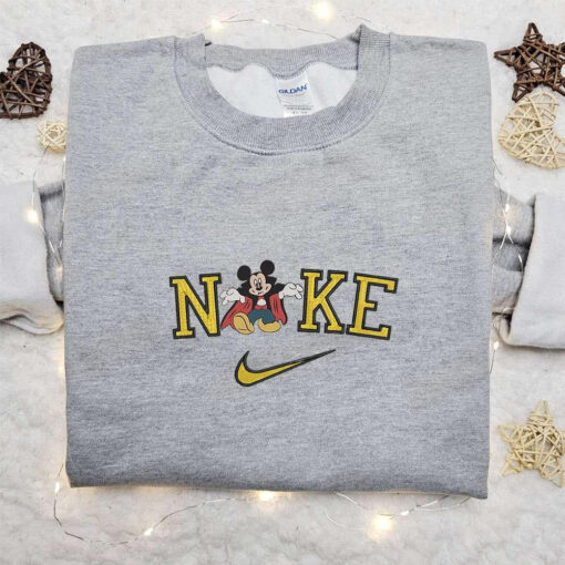 Nike x Mickey Magician Embroidered Shirt Disney Halloween Embroidered Hoodie Nike Inspired Embroidered Sweatshirt