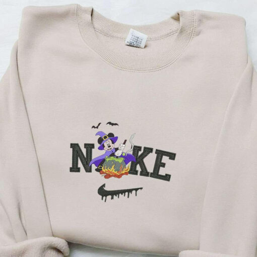 Nike x Mickey Mouse Witch Bat Embroidered Sweatshirt Disney Characters Embroidered T shirt Custom Nike Embroidered Hoodie