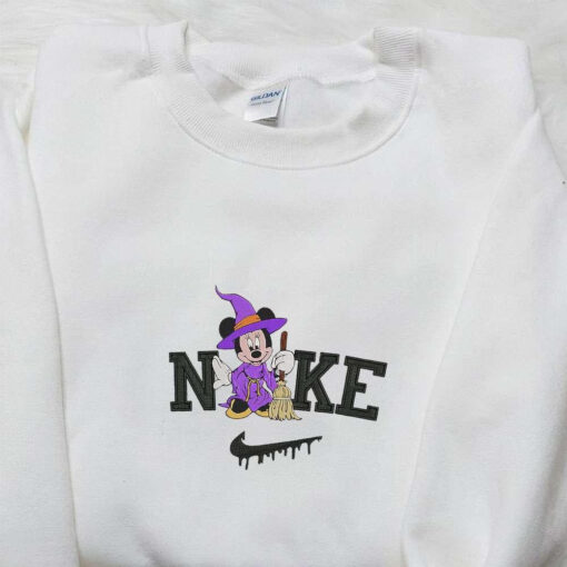 Nike x Mickey Mouse Witch Embroidered Sweatshirt Disney Characters Embroidered T shirt Nike Inspired Embroidered Hoodie