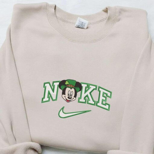 Nike x Mickey St Patricks Day Embroidered Shirt Disney Characters Embroidered Hoodie Best Holiday Gift Ideas