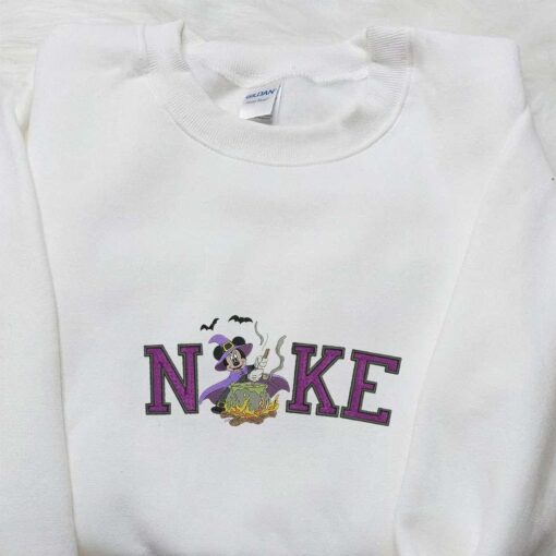 Nike x Mickey Witch Embroidered Shirt Disney Halloween Embroidered Hoodie Nike Inspired Embroidered Sweatshirt