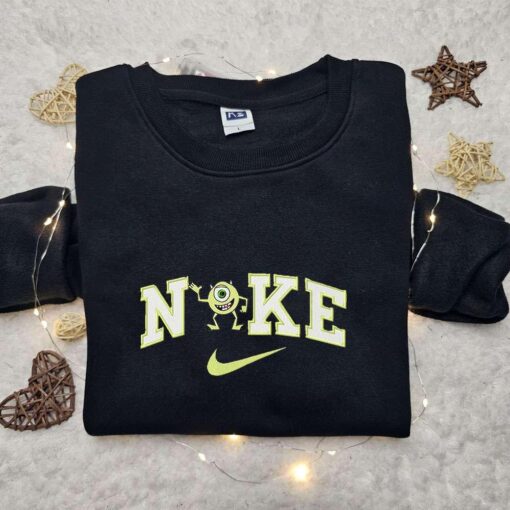 Nike x Mike Wazowski Embroidered Shirt Disney Monsters Inc Embroidered Sweatshirt Best Gifts for Family
