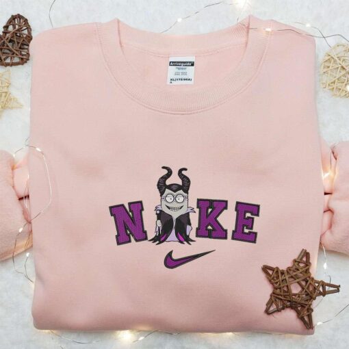 Nike x Minion Maleficent Embroidered Sweatshirt Movie Characters Embroidered T shirt Custom Nike Embroidered Embroidered Hoodie
