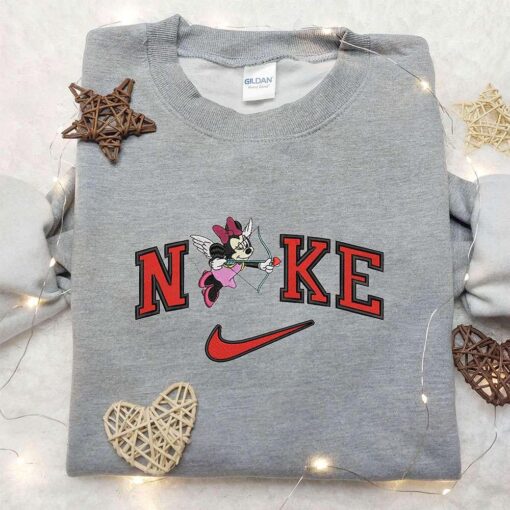 Nike x Minnie Cupid Embroidered Shirt Walt Disney Embroidered Shirt Custom Nike Embroidered Shirt