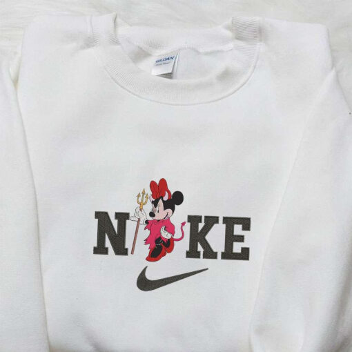 Nike x Minnie Devil Embroidered Hoodie Disney Characters Embroidered Sweatshirt Best Gifts for Family