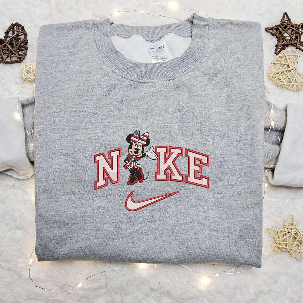 Nike x Minnie Mouse American Embroidered Shirt Disney Characters Embroidered Hoodie National Day Gift Ideas