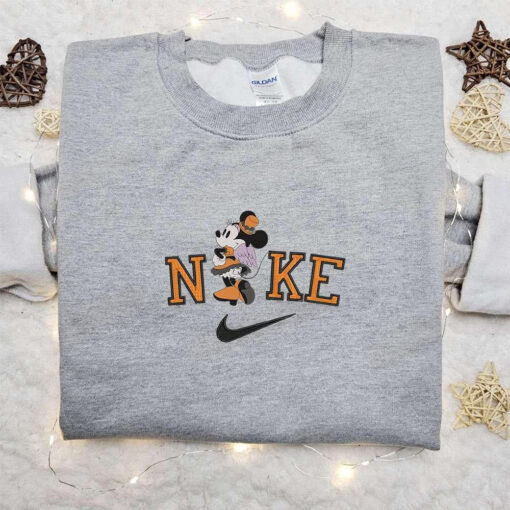 Nike x Minnie Mouse Angel Halloween Embroidered Sweatshirt Walt Disney Characters Embroidered Shirt Best Halloween Gift Ideas