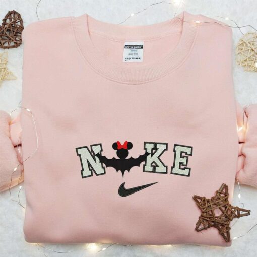 Nike x Minnie Mouse Halloween Bat Embroidered Shirt Disney Halloween Embroidered Shirt Nike Inspired Embroidered Shirt