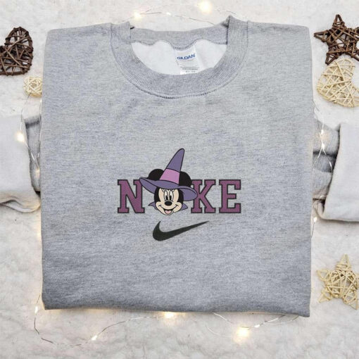 Nike x Minnie Mouse Head Halloween Embroidered Sweatshirt Walt Disney Characters Embroidered Shirt Best Halloween Gift Ideas