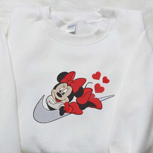 Nike x Minnie Mouse Love Hearts Embroiderd Sweatshirt Walt Disney Embroidered Hoodie Nike Inspired Embroidered T shirt