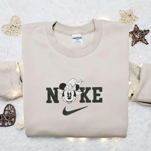 Nike x Minnie Mouse White Head Witch Embroidered Sweatshirt Walt Disney Characters Embroidered Shirt Best Halloween Gift Ideas