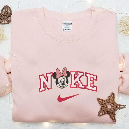 Nike x Minnie Mouse Wink Embroidered T shirt Disney Characters Embroidered T shirt Custom Nike Embroidered T shirt