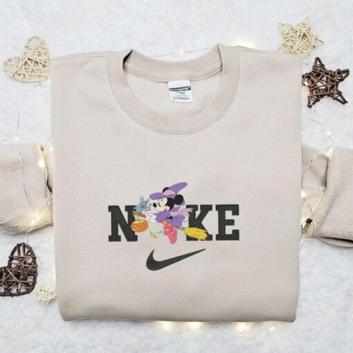 Nike x Minnie Mouse Witch Bat Embroidered Sweatshirt Walt Disney Characters Embroidered Shirt Best Halloween Gift Ideas