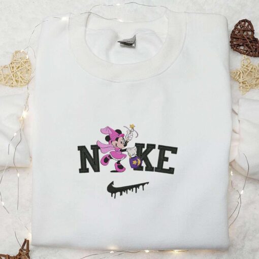 Nike x Minnie Mouse Witch Embroidered Hoodie Disney Characters Embroidered Sweatshirt Best Gifts for Family