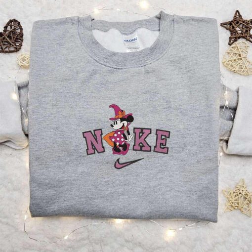 Nike x Minnie Mouse Witch Halloween Embroidered Sweatshirt Horror Movie Halloween Embroidered Shirt Best Halloween Gift Ideas