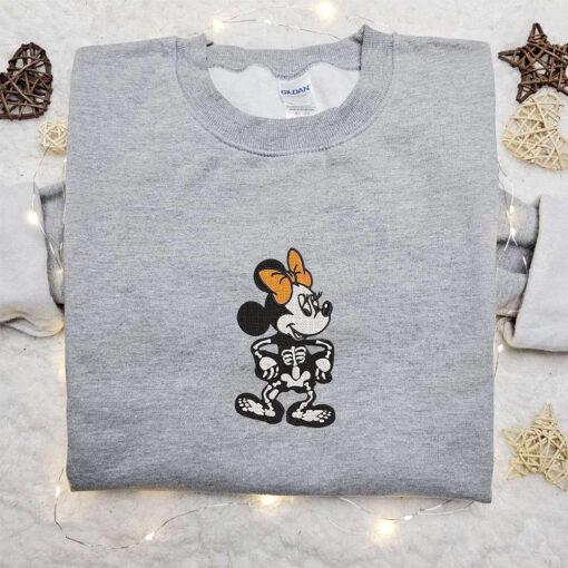 Nike x Minnie Skeleton Embroidered Sweatshirt Disney Cartoon Embroidered Hoodie Halloween Embroidered Shirt