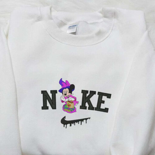 Nike x Minnie Witch Halloween Embroidered Shirt Disney Characters Embroidered Sweatshirt Best Gifts for Family