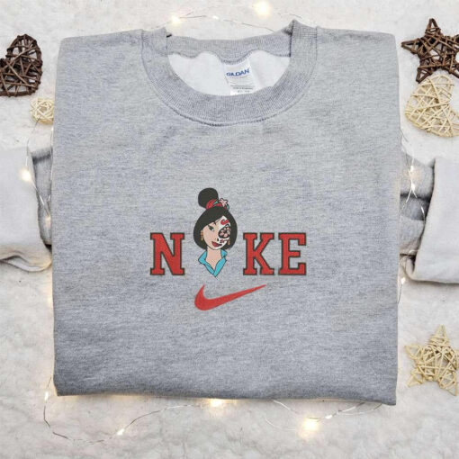 Nike x Mulan Sugar Skull Embroidered Shirt Nike Inspired Embroidered Shirt Best Gifts for Family