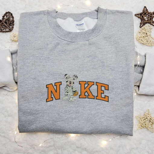 Nike x Mummy Mickey Embroidered Shirt Disney Halloween Embroidered Hoodie Nike Inspired Embroidered Sweatshirt