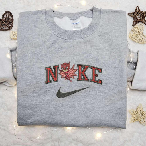Nike x Owlette Cartoon Embroidered Hoodie Disney Characters Embroidered Shirt Nike Inspired Embroidered T shirt