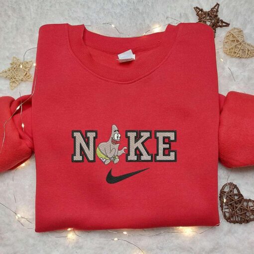 Nike x Patrick Star Cartoon Embroidered Shirt Disney Characters Embroidered Shirt Nike Inspired Embroidered T shirt