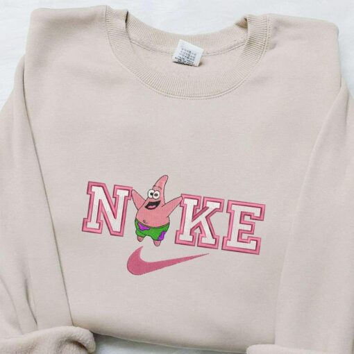 Nike x Patrick Star Cartoon Embroidered Shirt Disney Characters Embroidered T shirt Best Gift Ideas for Family