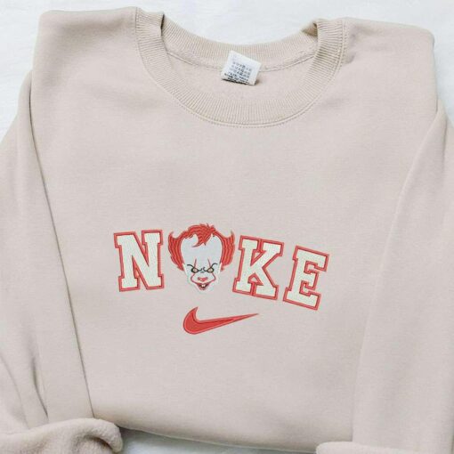 Nike x Pennywise Clown Embroidered Shirt IT Terrifying Clown Embroidered Shirt Spooky Halloween Embroiderd Shirt