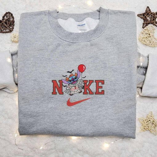 Nike x Pennywise Stitch Ballon Embroidered Shirt Funny Halloween Embroidered Hoodie Best Gifts for Halloween Lovers