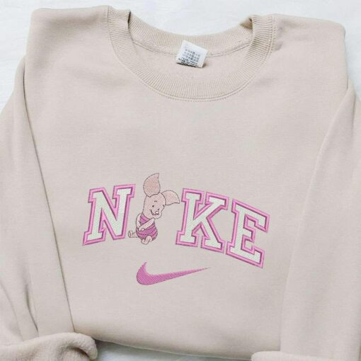 Nike x Piglet Cartoon Embroidered Shirt Disney Characters Embroidered Shirt Nike Inspired Embroidered T shirt
