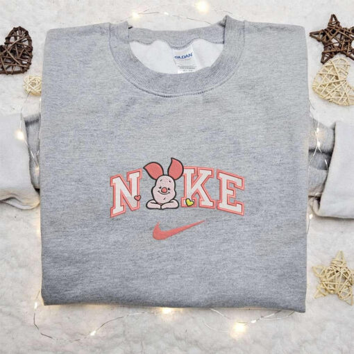 Nike x Piglet Hearts Embroidered Hoodie Winnie The Pooh Disney Embroidered Hoodie Custom Nike Embroidered Hoodie