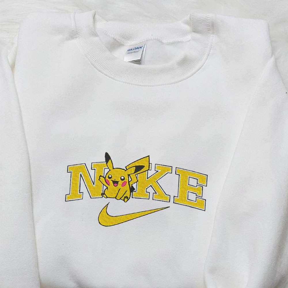 Nike x Pikachu Anime Embroidered Sweatshirt Pokemon Embroidered Shirt Nike Inspired Embroidered T shirt