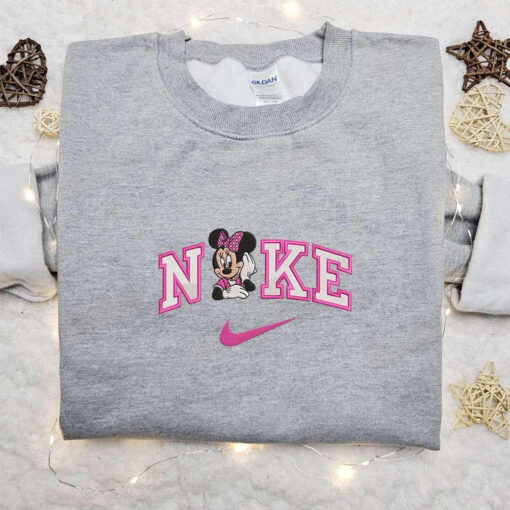 Nike x Pink Minnie Mouse Embroidered Shirt Disney Characters Embroidered Hoodie Best Gift Ideas