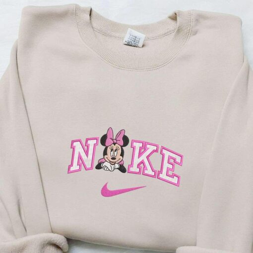 Nike x Pink Minnie Mouse Glance Embroidered Shirt Disney Characters Embroidered Hoodie Best Gift Ideas