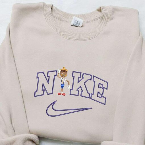Nike x Pinocchio Cartoon Embroidered Shirt Disney Characters Embroidered Shirt Nike Inspired Embroidered T shirt