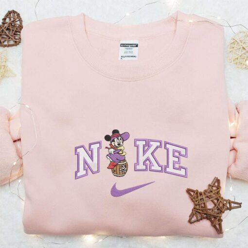 Nike x Pirate Cruise Minnie Embroidered Shirt Disney Characters Embroidered Shirt Custom Nike Embroidered Shirt