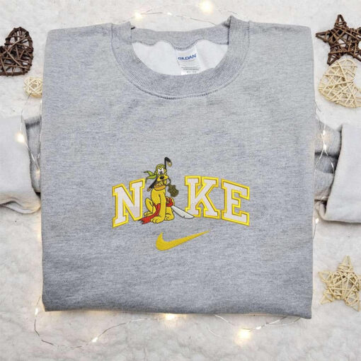 Nike x Pirate Cruise Pluto Embroidered Sweatshirt Disney Characters Embroidered Sweatshirt Custom Nike Embroidered Sweatshirt