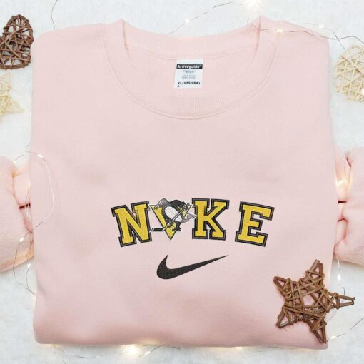 Nike x Pittsburgh Penguins Embroidered Shirt Sports Embroidered Shirt Custom Nike Embroidered Shirt